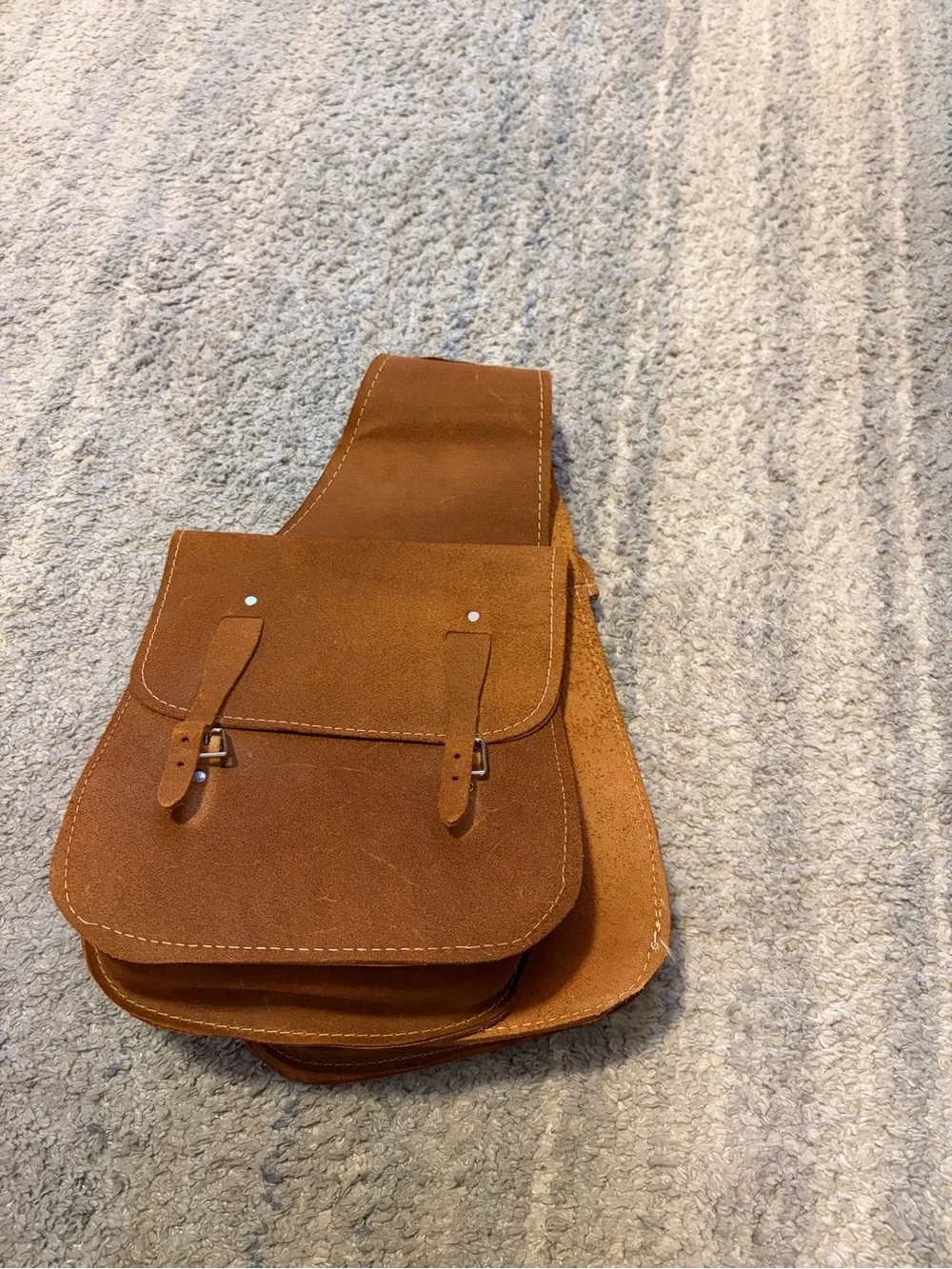 Genuine Suede Leather Horse Saddle Bags Western Equestrian Trail Riding Pack